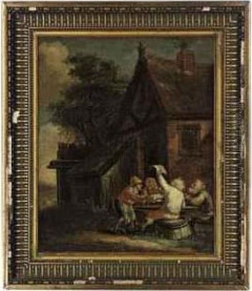 Revellers Outside A Tavern Oil Painting by Joos van Craesbeeck