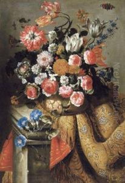 Nature Morte Au Bouquet De Fleurs Oil Painting by Frans Van Cuyck Van Myerhop