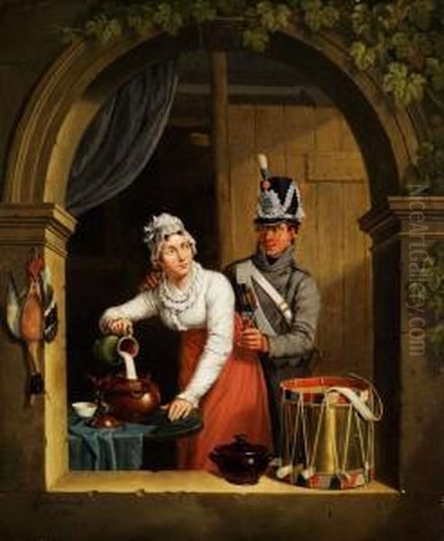 Die Dezente Annaherung Oil Painting by Cornelis van Cuylenburg