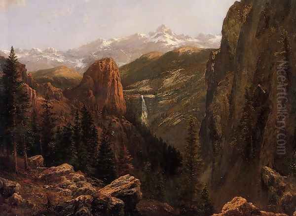 Nevada Falls, Yosemite Oil Painting by Albert Bierstadt