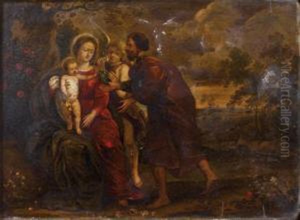 La Sainte Famille A La Grappe De Raisin Oil Painting by Cornelis I Van Dalen