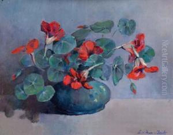 Bloemstilleven Met Oost-indische Kers Oil Painting by Lucie Van Dam Van Isselt