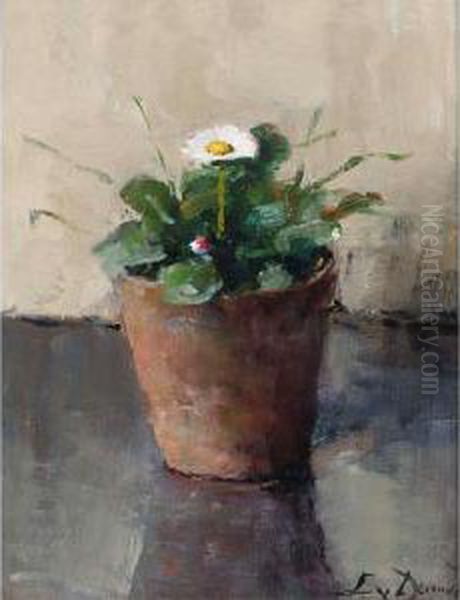 Still Life With Daisy Oil Painting by Lucie Van Dam Van Isselt