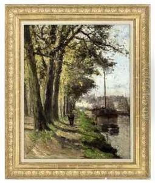 A Walk By The Canal Oil Painting by Frans Van Damme