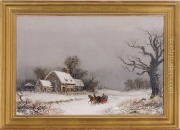 A Wintery Day Oil Painting by William Velde Van De Bonfield