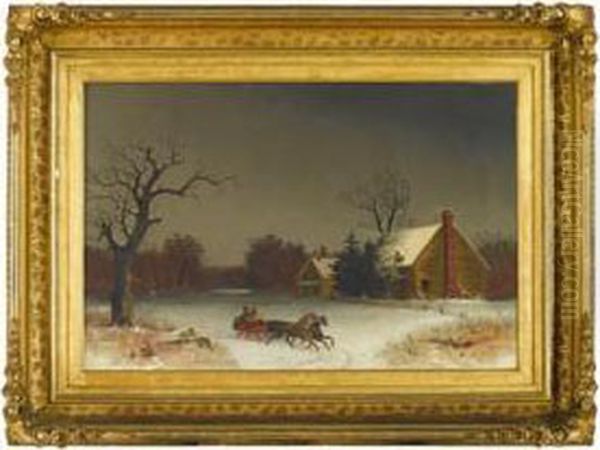 Winter Scene In N.y. Oil Painting by William Velde Van De Bonfield