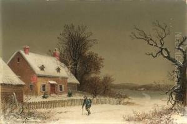 A Snowy Day Oil Painting by William Velde Van De Bonfield