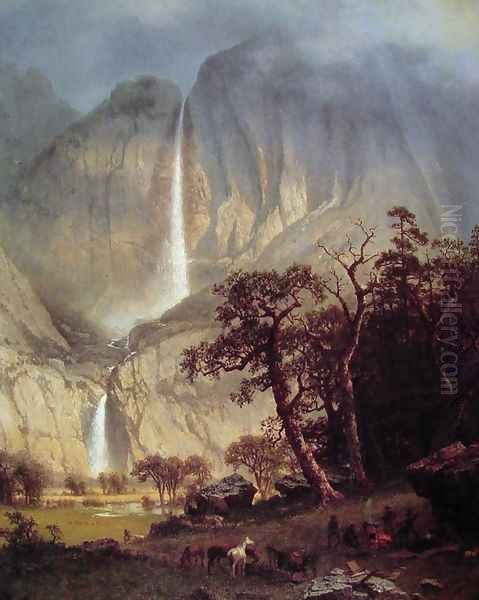 Cho-looke: The Yosemite Fall Oil Painting by Albert Bierstadt