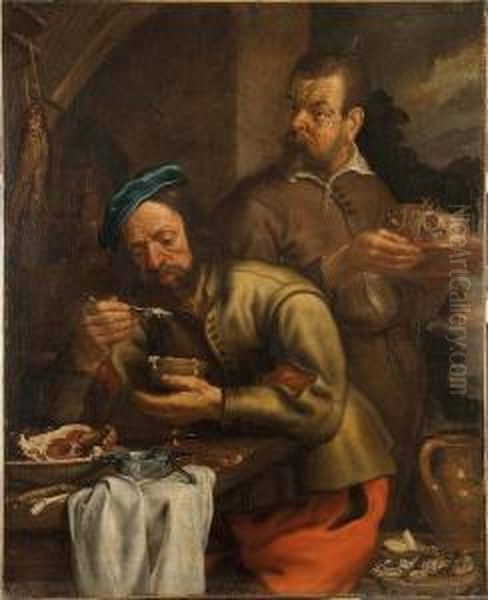 Le Repas Oil Painting by Joost Van De Hamme