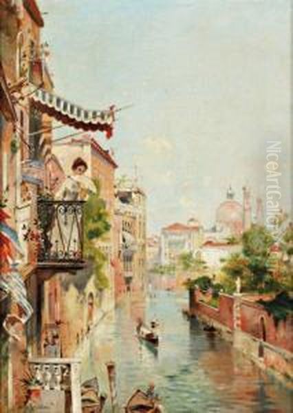 L'elegante A Venise Oil Painting by Jan Van De Kerkhove