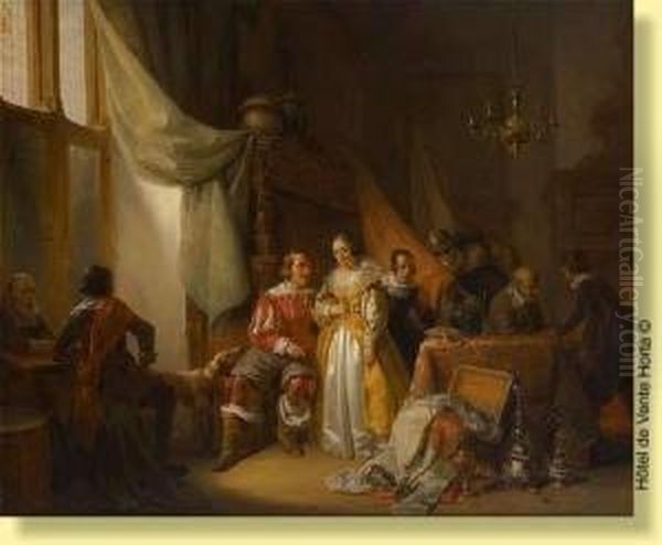 Les Preparatifs Du Mariage Dans Un Cabinet Oil Painting by Jan Wandelaar