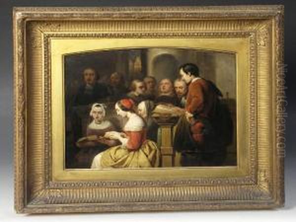 Jan Hendrik Van De Laar 1868 - A 19cchurch Congregation Singing , Oil On Board, Signed, Framed, 14 Oil Painting by Jan Wandelaar