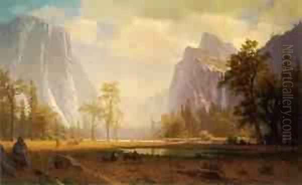 Looking Up The Yosemite Valley 1865 67 Oil Painting by Albert Bierstadt