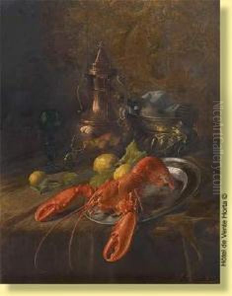 Composition Au Homard Et Samovar Oil Painting by Jef, Jozef Van De Roye