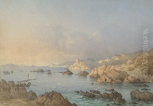 Western Entrance To The Bay Of Ajaccio, Corsica Oil Painting by Charles W. Meredith Van De Velde