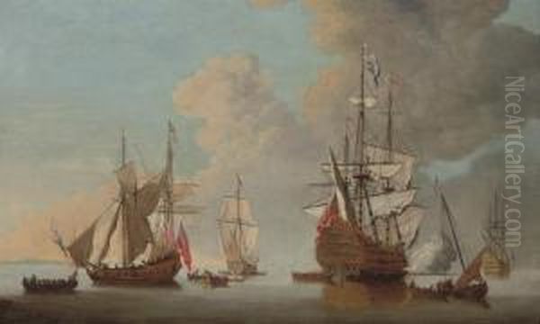 The Flagship Oil Painting by Cornelis van de Velde