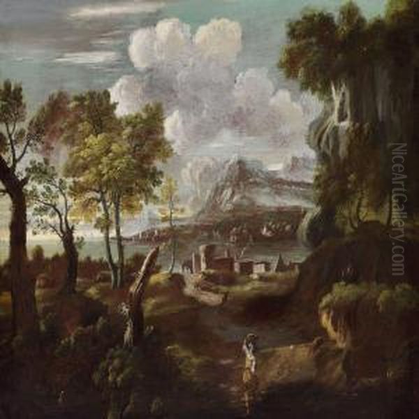 A Pair Of Landscapes Oil Painting by Willem van de, the Elder Velde