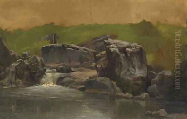 Rocks and Stream, Westphalia, Germany Oil Painting by Albert Bierstadt