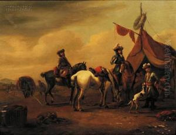 Meeting Of The Huntsmen Oil Painting by Jan van de Venne