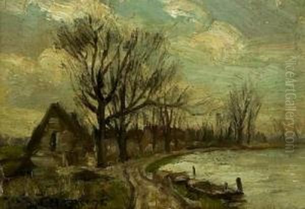 Haus Am Kanal Oil Painting by Joseph Van De Wall Perne