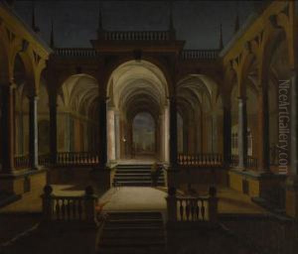 Nachtliche Halle. Oil Painting by Dirck Van Delen