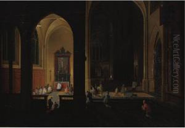 Interior Of A Church Oil Painting by Dirck Van Delen