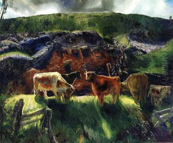 Cattle And Pig Pen Oil Painting by George Wesley Bellows