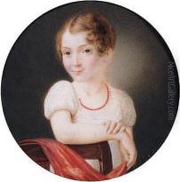 A Miniature Portrait Of Jacobina Cornelia Dalen Oil Painting by Gijsbertus Johannes Van Den Berg