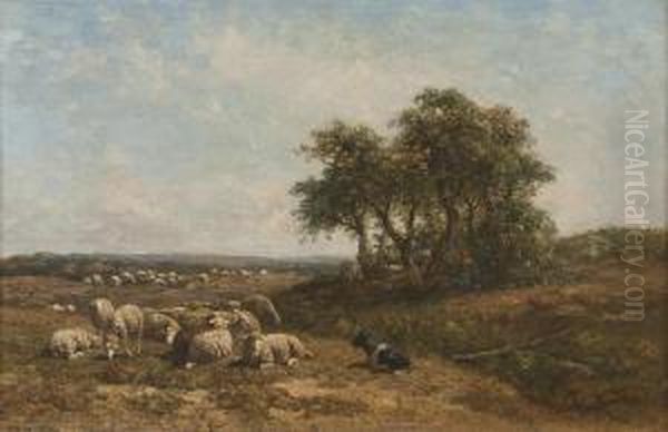 Schafer Mit Herde Oil Painting by Simon Van Den Berg