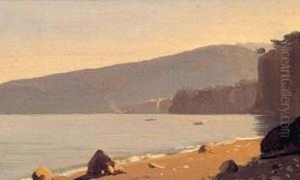 Falaises Dans La Region De Naples Oil Painting by Charles Auguste van den Berghe