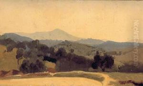 Paysage De Campagne En Italie Oil Painting by Charles Auguste van den Berghe