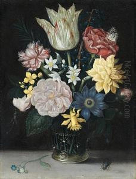 Blumenstrauss In Einerglasvase Oil Painting by Christoffel van den Berghe