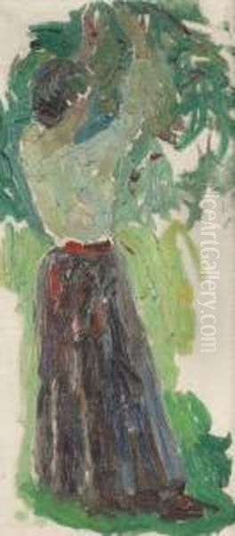 Standing Woman Oil Painting by Frits Van Den Berghe