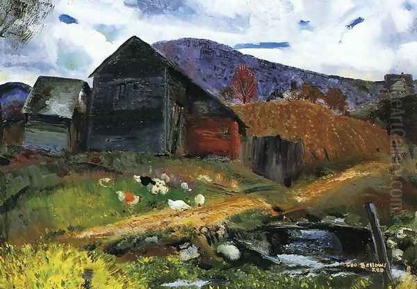 Old Barn In Shady Valley Oil Painting by George Wesley Bellows