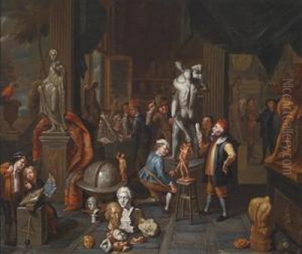 In The Studio Of A Sculptor Oil Painting by Balthazar Van Den Bossche