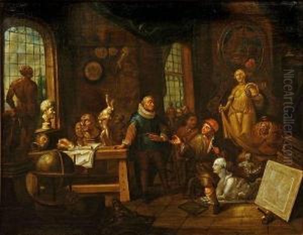 Atelier Du Peintre, Atelier Du Sculpteur Oil Painting by Balthazar Van Den Bossche