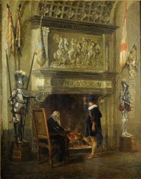 Interieur Du Musee De La Porte De Hal. Oil Painting by Clemence Van Den Broeck