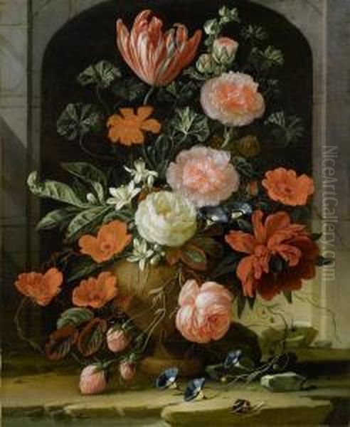 Still Life With Flowers. Oil Painting by Carl Wilhelm de Hamilton