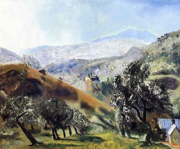 Mountain Orchard Oil Painting by George Wesley Bellows