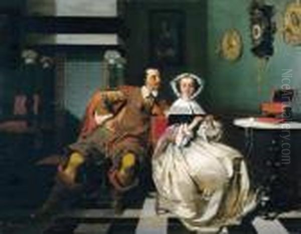 Galant Gezelschap Oil Painting by Casimir Van Den Daele