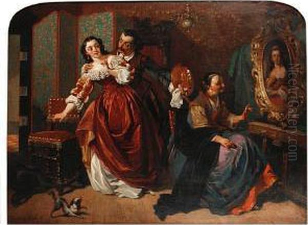 A Questioning Muse Oil Painting by Charles Van Den Daele