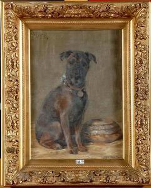 Portrait Du Chien Miette Oil Painting by Charles van den Eycken