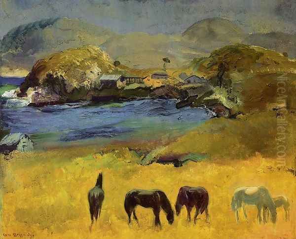 Horses Carmel Oil Painting by George Wesley Bellows