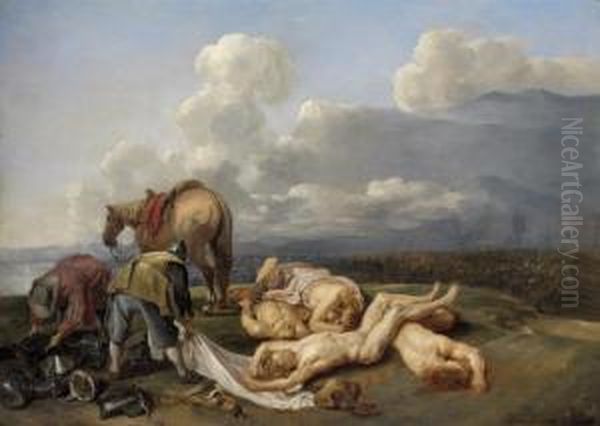 The Aftermath Of The Battle Oil Painting by Jasper van der Lanen