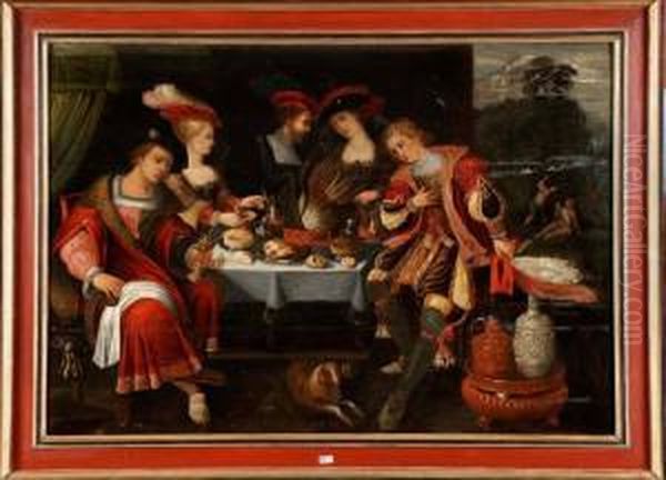 Lazare Et Le Mauvais Riche Oil Painting by Kasper or Gaspar van den Hoecke