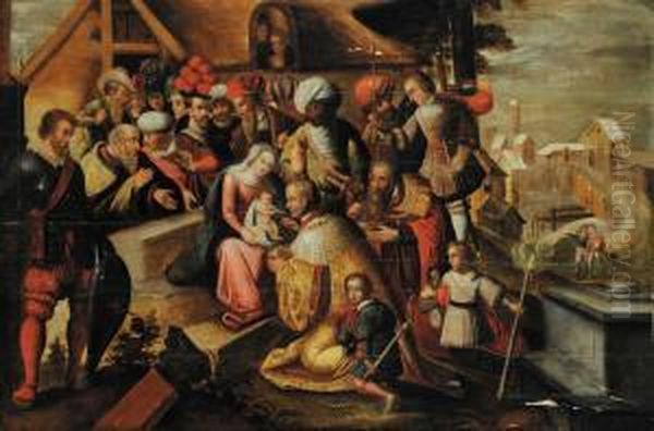 Adorazione Dei Magi Oil Painting by Kasper or Gaspar van den Hoecke