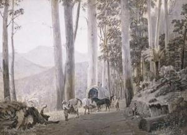 Near Macedon, Victoria & Camping Out At Fernshaw Near Warragul,victoria Oil Painting by Henricus Leonardus Van Den Houten