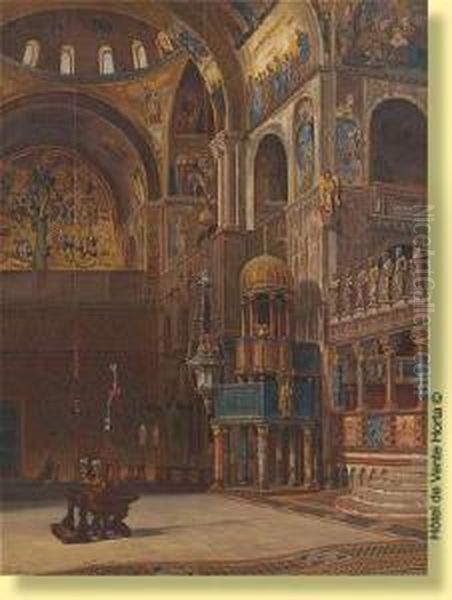 Interieur De L'eglise De San Marco A Venise.
 Signee: Franz Van Den Hove Oil Painting by Franz Van Den Hove