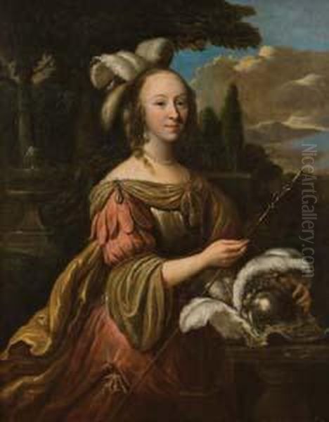 Ritratto Di Principessa In Un Paesaggio Oil Painting by Abraham van den Tempel