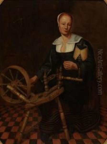 La Filatrice Oil Painting by Johannes Van Der Aack